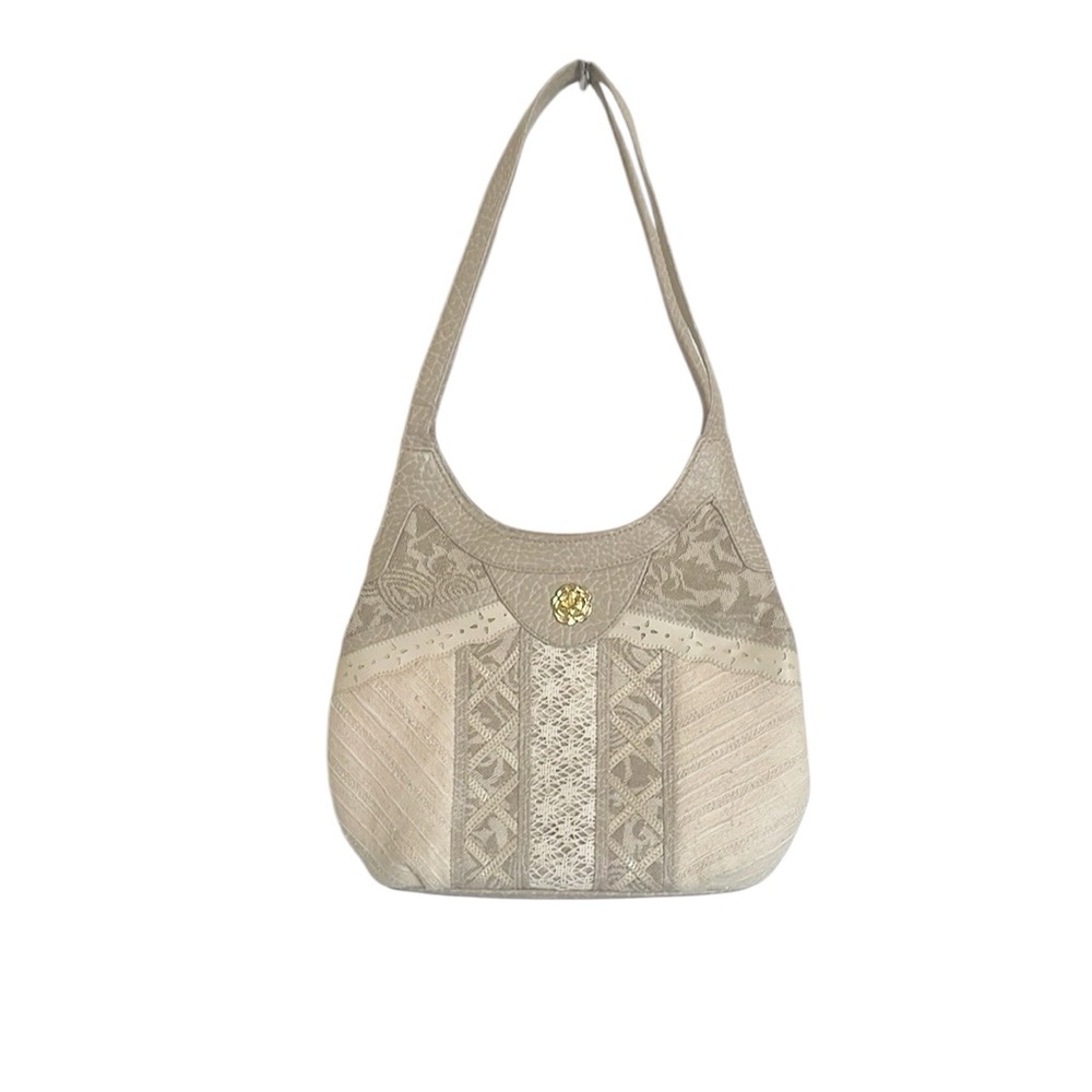 Vintage Carpet Bags Of America Cream Hobo Shoulder Bag